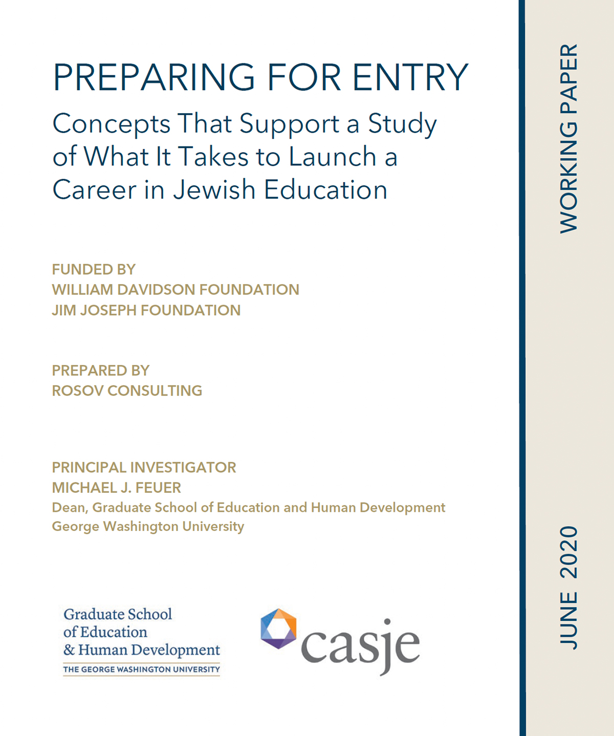 screenshot of report cover: PREPARING FOR ENTRY Concepts That Support a Study of What It Takes to Launch a Career in Jewish Education