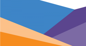 Intersecting blocks of orange blue and purple