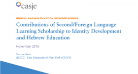Hebrew Language Education Literature Reviews Contributions of Second/Foreign Language Learning Scholarship to Identify Development and Hebrew Education November 2016 Sharon Avni BMCC- City University of New York (CUNY)