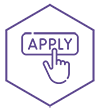 icon of hand pushing button that says apply