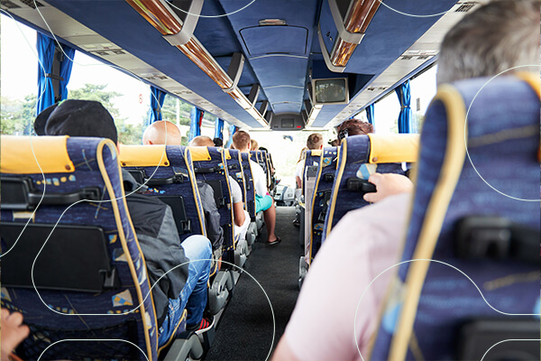 stock photo of people riding on coach bus