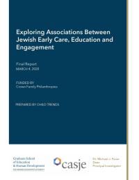 screenshot of report cover: Exploring Associations Between Jewish Early Care, Education and Engagement