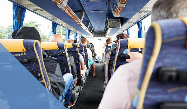 stock photo of people riding on coach bus